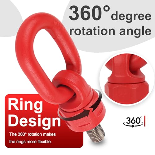 4pcs Eye Bolts M12x18 Load-Bearing 0.5Ton-1Ton Metric Thread Alloy Steel Material 360° Rotatable Eye Ring Alloy Steel Material Industrial-Grade Lifting Sling Tensile Strength >1080MPa by NJYYSYXB - Image 3