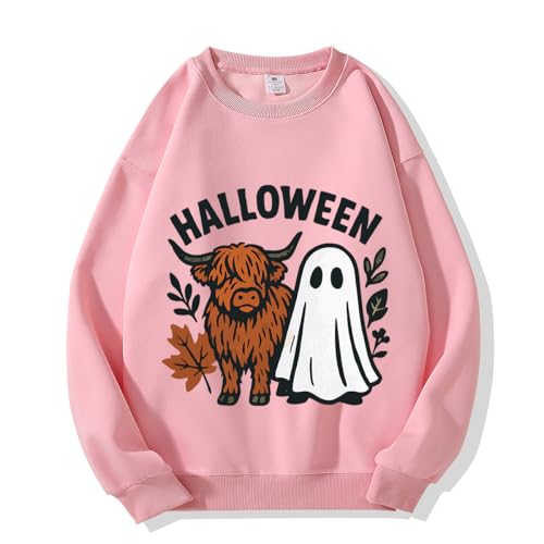 Cute Fall Highland Cow Ghost Sweatshirt - Funny Halloween Spooky Season Sweatshirt