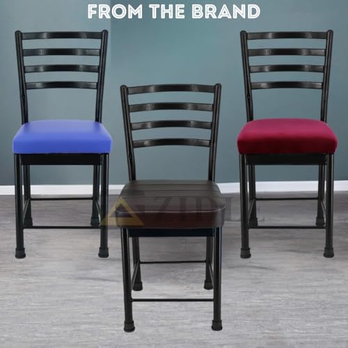 Image of Zidle Asphalt Dining Visitor Extra Support Leatherette seat Cushion Chair for Living Room| Home | Restaurant |Powder Coated Metal Legs (2, Black Leatherette, Black Coated Frame)