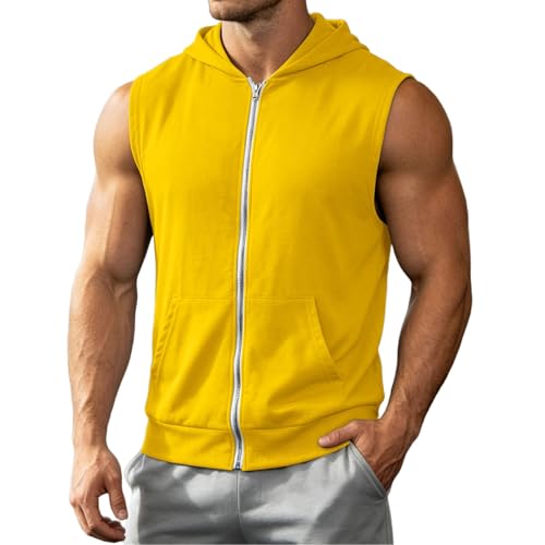 Homme Sweat à Capuche Musculation Sport Veste sans Manche Zip Hood Fitness Shirt