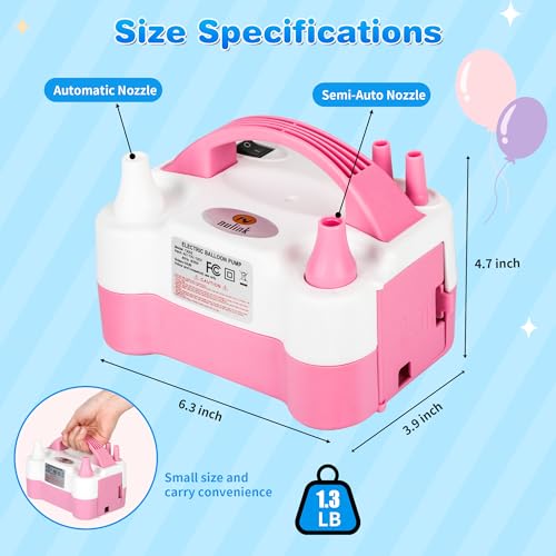 Image of Electric Balloon Pump, Portable Electric Balloon Blower Machine Balloon Air Pump Dual Nozzle 110V 600W Balloon Inflator for Party Decorations
