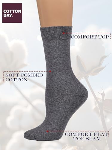 Image of COTTON DAY Women's Soft Combed Cotton Socks Seamless Toe Black White Navy