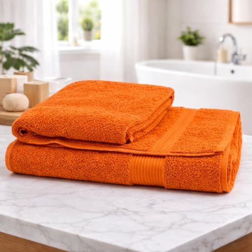 Image of Bath Towel 600 GSM (70x140 cm) | Soft & Highly Absorbent Large Bath Towel for Men & Women | Quick Dry Bathroom Towel for Home, Hotel & Spa Use - Orange