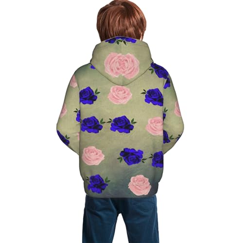 Vintage Rose Boy, Girls Sports Shirt Youth Pullover Fashion Hooded Sweatshirt2