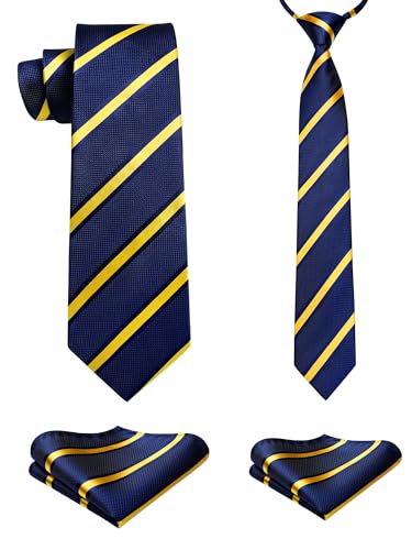 Image of Enlision Ties for Boys Pretied Boys' Neckties Pocket Square Set Adjustable Kids Ties Graduation School Uniforms Necktie