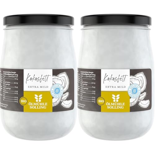 Kokosfett desodoriert 1,0 l Schraubglas - Bio - Ölmühle Solling (Packung mit 2)