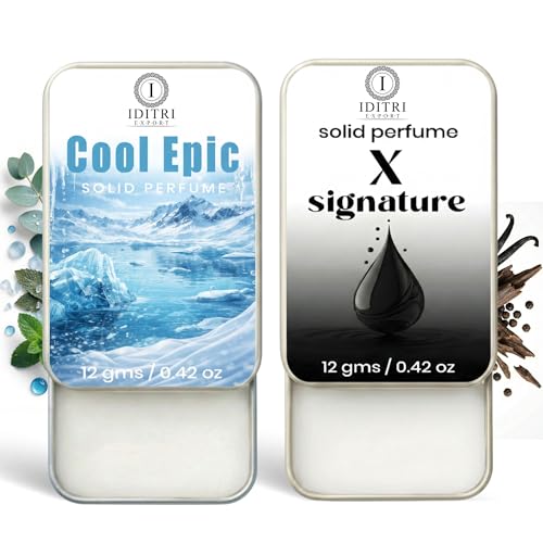 Image of Solid Perfume |x signature&Cool Epic Alcohol Free Wax Perfume Balm, Long Lasting | Pocket Tin 12g, Pack Of 2| Non Greasy Smooth Glide, Travel Friendly Unisex Gifts He Or Her