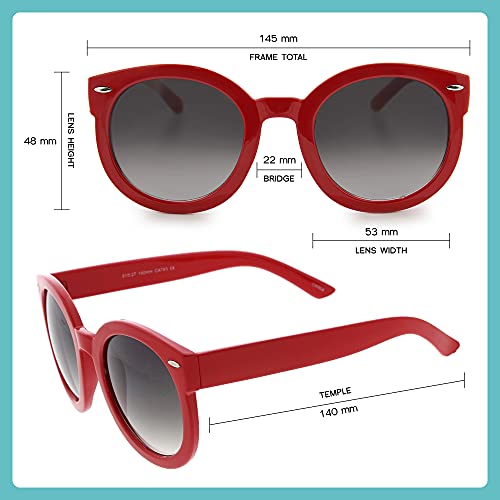 Image of zeroUV - Round Retro Oversized Sunglasses for Women with Colored Mirror and Neutral Lens 53mm