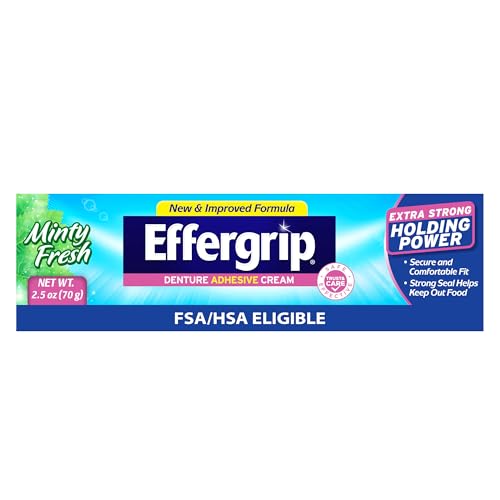 Effergrip Denture Adhesive Cream, Extra Strong Holding Power, 2.5 oz