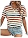 SweatyRocks Women's Colorful Striped Drop Shoulder T Shirts V Neck Short Sleeve Retro Tee Tops Multicolor Small