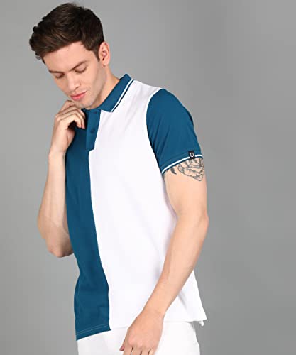 Image of Urbano Fashion Men's Colour-Block Slim Fit Half Sleeve Cotton Polo T-Shirt