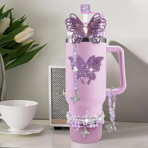 Hpebl 10PCS Flower Accessories for Stanley Cup 30 40oz Tumbler,Purple - image 2