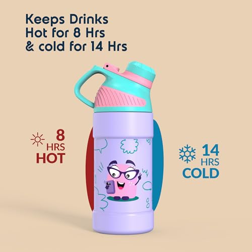 Image of Rabitat Mizu Vacuum Insulated Water Bottle Chatter Box 410 ml | 2 Years Brand Warranty | Water Bottle for School Kids | Thermos Flask | Upto 18 hrs Hot and Cold Steel Water Bottle | ISI Certified