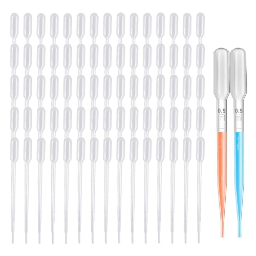 HUAZIZ Lot de 500 Pipettes de Transfert en Plastique 0,5 ML Gradué Jetable Pipettes De Mesure pour Transfert Des Huiles Essentielles Mélange De Parfum...
