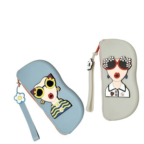 Sunglasses Cases, Pack of 1 Fashion Cartoon Silicone Eyeglasses Organizer Case Zipper Silicone Storage Pouch with Lanyard, 17x7.5cm-image-29