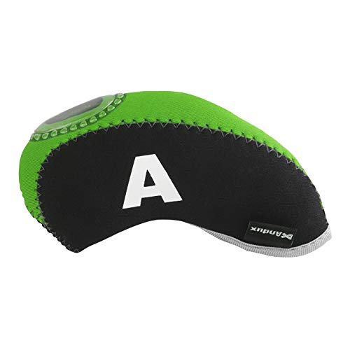 Andux Number Print Golf Iron Club Head Covers with Transparent Window 10pcs/Set Black/Lime Green - Thumbnail 4