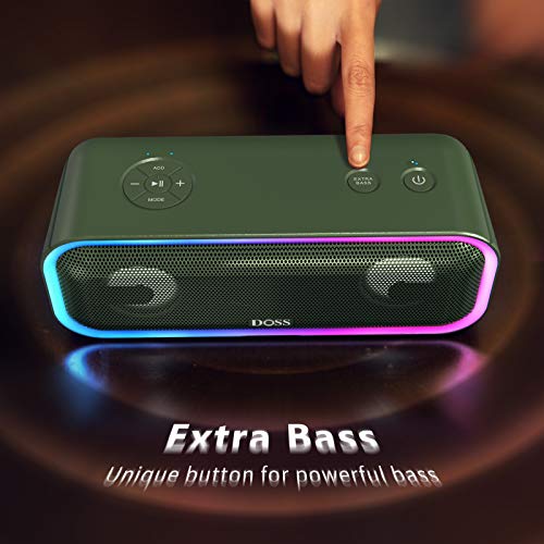 Bluetooth-Speaker-DOSS-SoundBox-Pro-Wireless-Bluetooth-Speaker-with-24W-Impressive-Sound-Booming-Bass-IPX5-Waterproof-15Hrs-Playtime-Wireless-Stereo-Pairing-Mixed-Colors-Lights-66-FT-Green