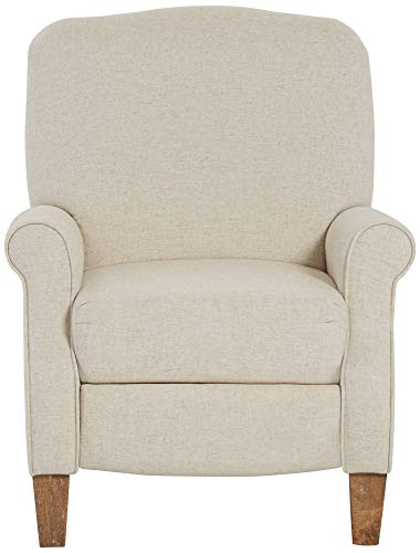 Elm Lane Le Grand White Linen Fabric Push Back Recliner Chair Armchair Comfortable Push Manual Reclining Footrest Upholstered For Bedroom Living Room Reading House Home Relax Study Office #TOP5