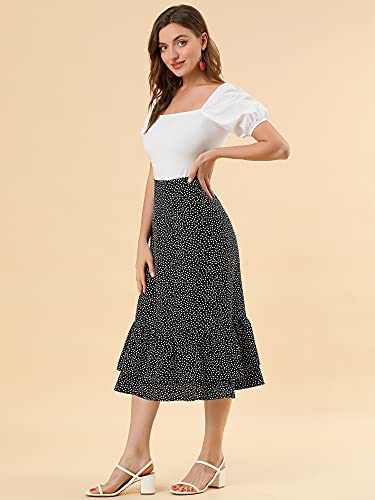 Image of Allegra K Women's Printed Skirt 2025 Weekend Trendy Summer Chiffon Ruffle Tiered Flowy Midi Skirts