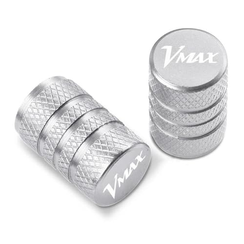 Ventileinsatzkappen Motorrad CNC Zubehör Rad Reifen Ventil Stem Caps Luftdichte Abdeckung VMAX Für Yamaha VMAX1200 VMAX1700 V-MAX 1200 1700(Silver)