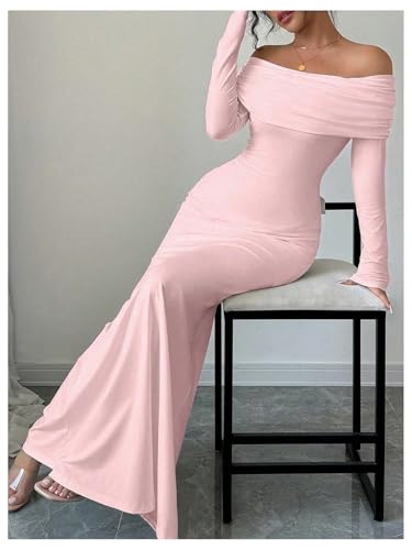 Image of SOLY HUX Women's Long Sleeve Off The Shoulder Bodycon Dress Elegant Maxi Dress Cocktail Prom Dresses