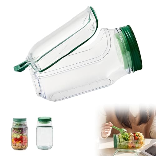 ZenithAura Salat Pod To Go, Caja de Ensalada Fresca con Recipiente para Aliño, Caja de Ensalada To Go Antifugas, Separación Húmeda/Seca con Capas Verticales, Recipiente p