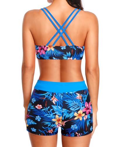 Image of Holipick 3 Piece Tankini Swimsuits for Women Tummy Control Bathing Suits Swim Tank Top with Bra Boy Shorts Teen Swimwear 2026