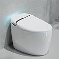 One Piece Elongated Smart Bidet Toilet with Massage Washing, Auto Flush, Heated Seat and Integrated Multi Function Remote Control, White