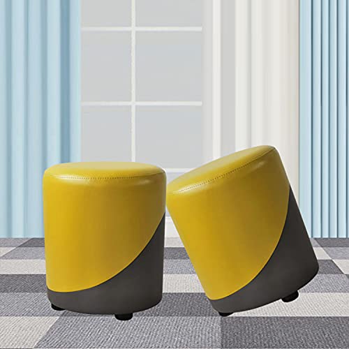 Taburete de tocador otomano circular con cuero artificial resistente 5
