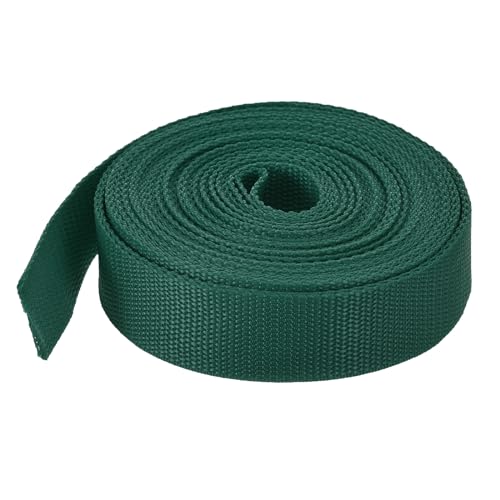 Image of MECCANIXITY Lightweight Polypropylene Webbing Strap 1 1 /4 inch 10 Yard Backpack Strapping Band Dark Green for Outdoor Luggage Cargo Straps