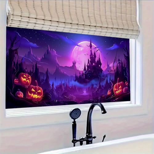 Vinilo decorativo Halloween castillo 39.3x17.7 pulgadas miniatura 6