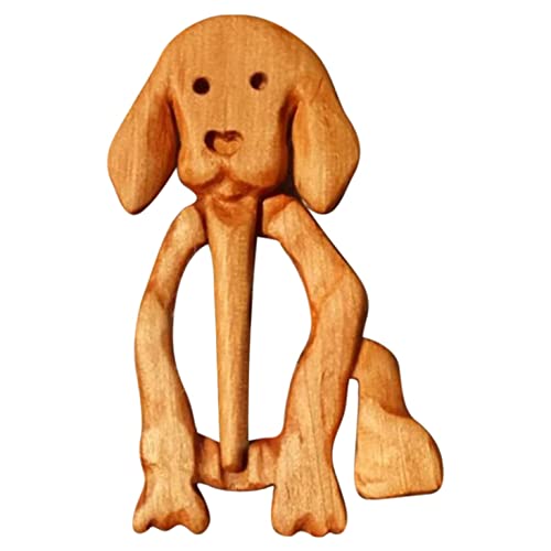 Gaoominy Brosche Nadel mit Holz Tier Muster Mach Es Selbst Nadel Schal Schnallen Verschluss Schmuck MäDchen Frau Geschenke für Weihnachten (Hund) Cover