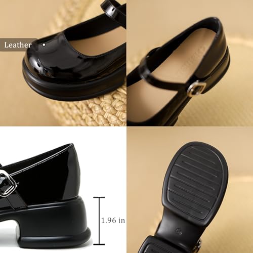 Women's Leather Platform Chunky Mary Jane Shoes Round Toe Adjustable Ankle Buckle Fashion Casual Dress Pumps for Uniform Party Work Date3