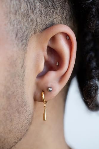 18GA F-136 Implant Grade Titanium 2mm Thick Hinged Dangling Teardrop Hoop Earrings, Sold as a Pair3