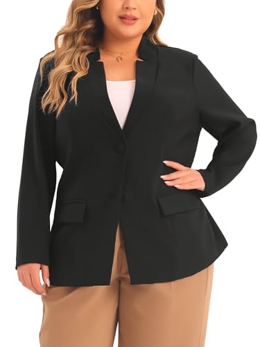 Agnes Orinda Plus Size Business Suit Blazer for Women Button Long Sleeve Office Work Blazer Jacket2