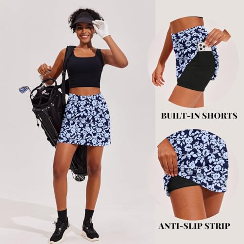 Image of Ekouaer 16 inch Golf Skorts for Woman with Inner Pockets Silicone Grippers Tennis Skirt Quick Dry Athletic Pickleball Skort