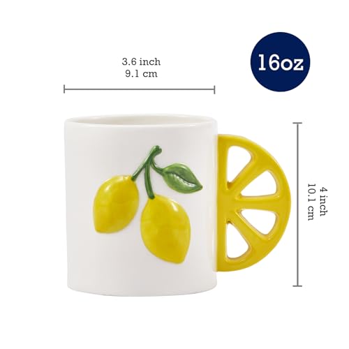Taza artesanal Bico con asa limón 16 oz miniatura 2