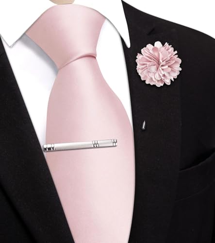 Image of Hi-Tie Men's Extra Long Solid Satin Tie Set 63 Inch /70 Inch Formal Necktie