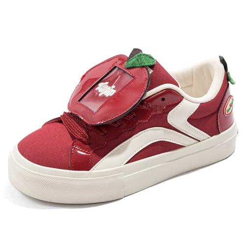 Tuopin Women's Fashion Trainers Christmas Shoes Red Shoes for Women Casual Sneakers for Women Womens Sneakers Comfy Shoes for Women Slip on Women Shoes Unique Design