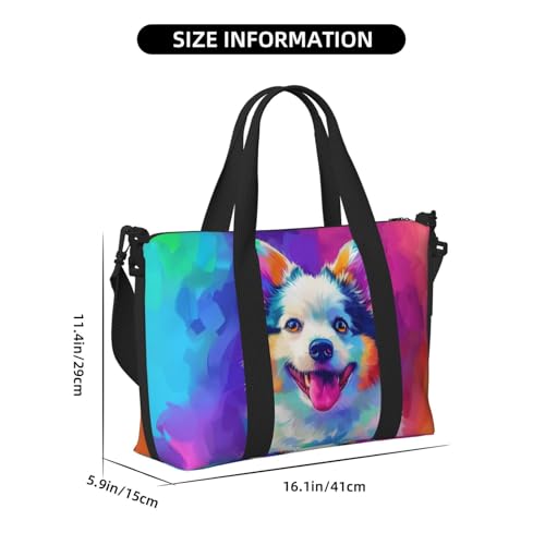 american eskimo cute print Travel Duffel Bag, Sports Tote Gym Bag, Swim Pool Bag Large Shoulder Tote Bag for Beach Weekender4