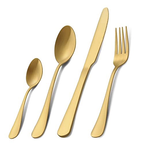 Pleafind 32 Piece Gold Cutlery Set