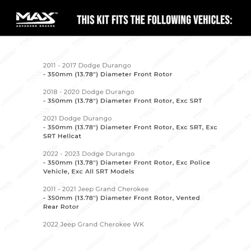 Image of MAX Advanced Brakes - Brake Kit For 2011-2022 Jeep Grand Cherokee, Dodge Durango (13.78 inch Dia Fr Rotors)| Carbon Ceramic Brake and Rotor Kit Front and Rear| OE Replacement Brake Rotors