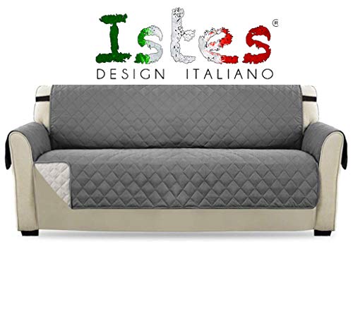 Istes Sofá de 3 plazas En Parte Impermeable Sofá Protector Impermeable coberturas en Dos Lados para Perros/Gatos 188x285 cm Burdeos Bicolor Blanco Perla O Gris Claro/Gris Oscuro