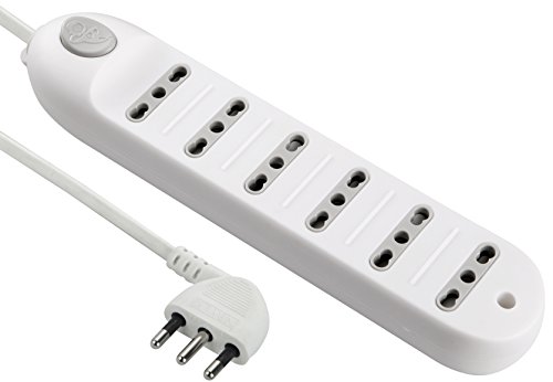 Electraline 62004 Multipresa 6 posti bivalenti 10/16A con Interruttore-Cavo 1,5 m Bianco
