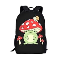 Wnbucioht Cute Frogs Backpack for Kids School Bag 17 Inch Children Back to School Bookbag Large Capacity Rucksack Travel Daypack Mushroom Frog Backpack Schoolbags with Side Pocket