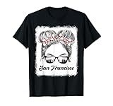 San Francisco Retro Baseball Messy Bun Girl Met at Game Day T-Shirt