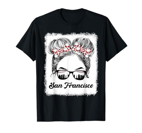 San Francisco Retro Baseball Messy Bun Girl Met at Game Day T-Shirt
