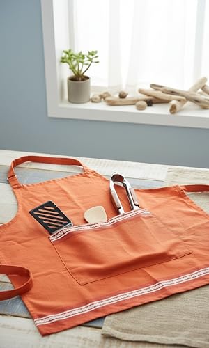 Image of Kitchen Apron for Women & Men | 100% Cotton | Cooking Apron with Big utility Pocket | Adjustable neck strap | Free Size | Kitchen Utensils Accessory