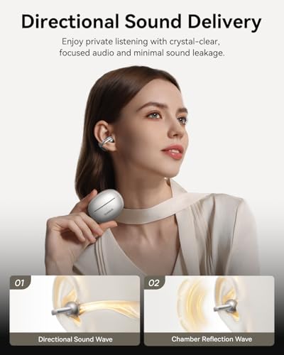 Image of Baseus Bowie MC1 Pro Open Ear Clip-On Headphones, Hi-Res LDAC & HiFi4 Acoustic Sound, 5g Ultra-Lightweight Comfort, SuperBass 2.0, DNN 4-Mic AI Clear Calls, IP67 Waterproof, Bluetooth 6.0 (Titanium)