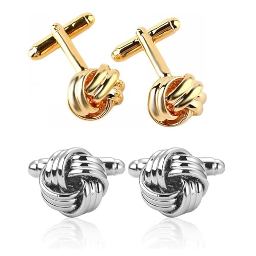 La mejor selección de Mancuernillas del mes. 49 MMSZHL Juego de Gemelos para Camisa Hombre, 2 Pares de Mancuernillas Metálicas Elegantes, Accesorios para Traje Formal y Vestir
